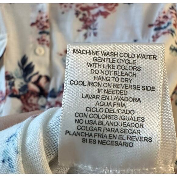 Wishful Park Ivory Floral Lace Button Up Blouse Adjustable Sleeves Size Large - Picture 6 of 7